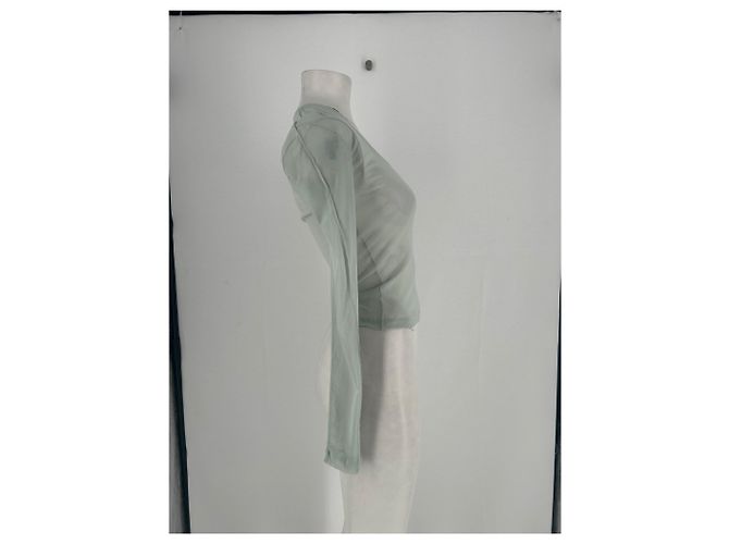 Helmut Lang T-shirt verde trasparente a maniche lunghe - vista 4
