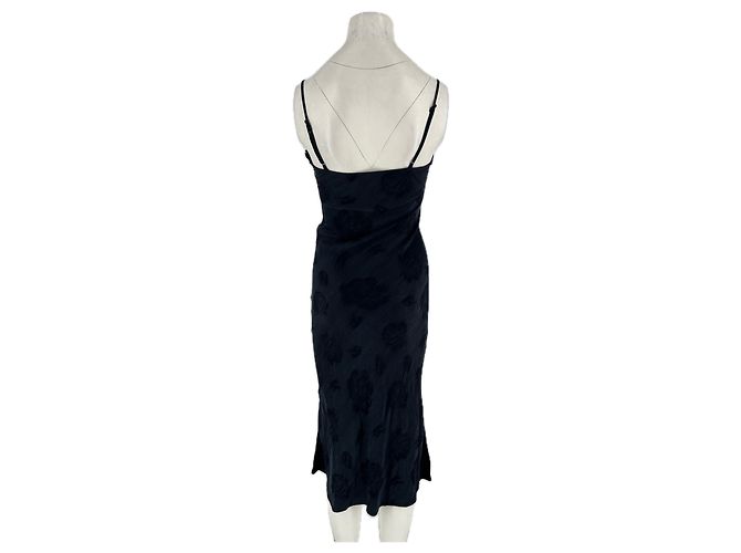 Vestido largo Rouje de algodón azul marino - vista 2