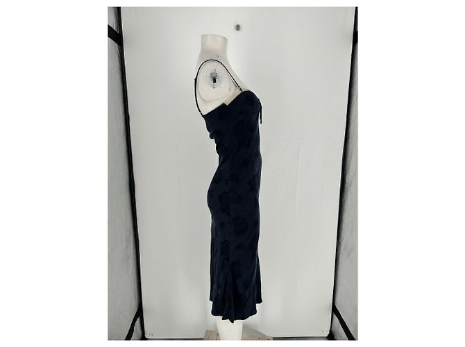 Vestido largo Rouje de algodón azul marino - vista 3