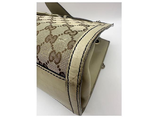 Borsa a tracolla con catena Gucci Emily Marrone Beige - vista 11