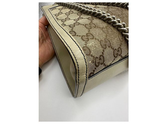 Borsa a tracolla con catena Gucci Emily Marrone Beige - vista 12