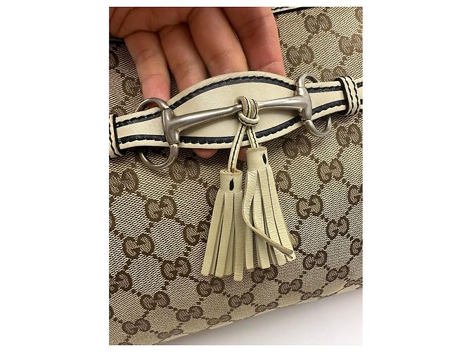 Borsa a tracolla con catena Gucci Emily Marrone Beige - vista 15