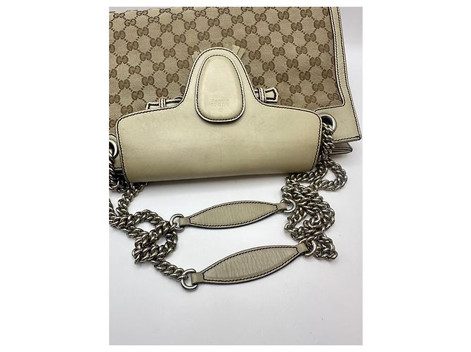 Borsa a tracolla con catena Gucci Emily Marrone Beige - vista 20