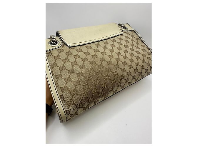 Borsa a tracolla con catena Gucci Emily Marrone Beige - vista 6