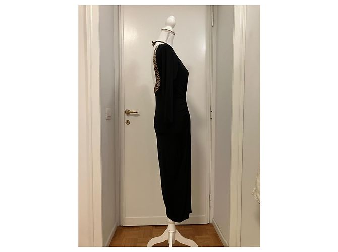 Just Cavalli Enges schwarzes Kleid mit Animal-Print Leopardenprint - Ansicht 2