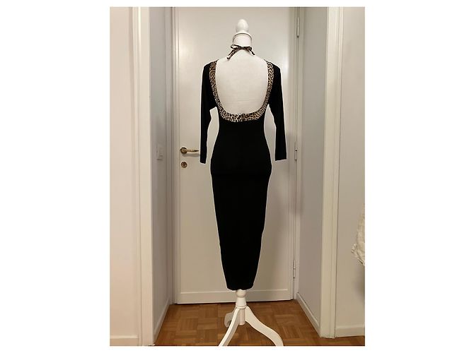 Just Cavalli Enges schwarzes Kleid mit Animal-Print Leopardenprint - Ansicht 3