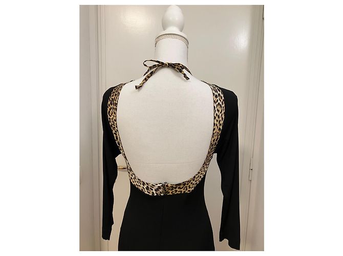Just Cavalli Enges schwarzes Kleid mit Animal-Print Leopardenprint - Ansicht 4