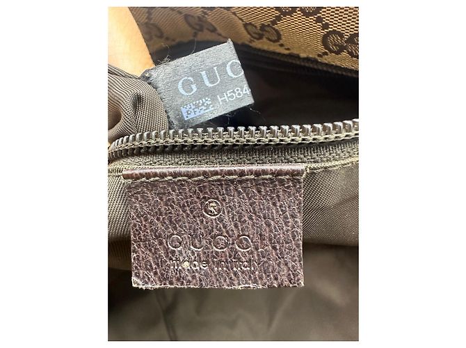 Gucci Monogram Canvas Tote Bag Braun Rot Grün - Ansicht 14
