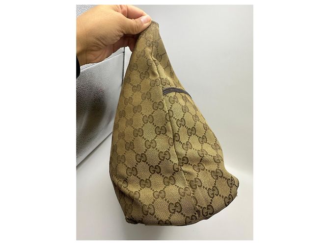 Gucci Monogram Canvas Tote Bag Braun Rot Grün - Ansicht 3
