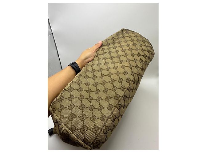Gucci Monogram Canvas Tote Bag Braun Rot Grün - Ansicht 9