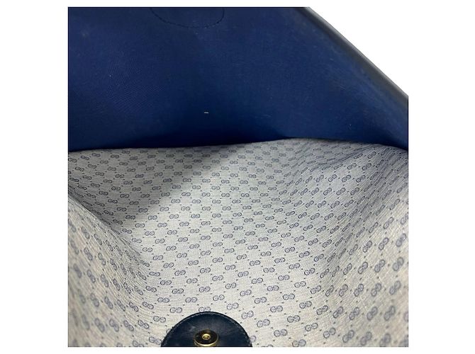 Gucci Vintage Sherry Line Micro GG Logo Leder Tote Bag Rot Marineblau - Ansicht 10