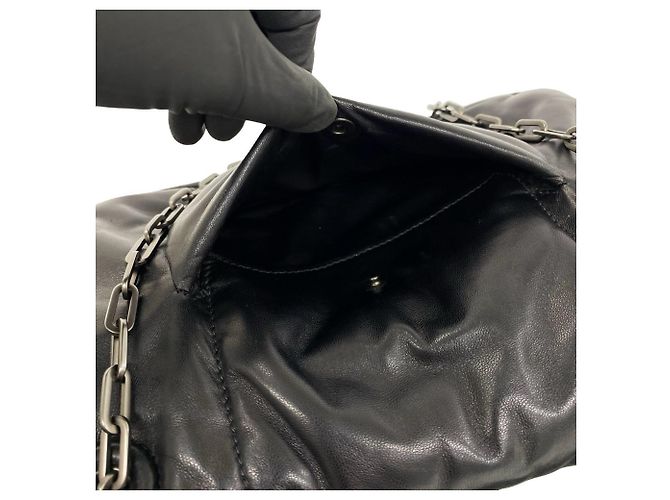 Borsa a catena in pelle Prada Nappa Bomber Logo Nero - vista 10