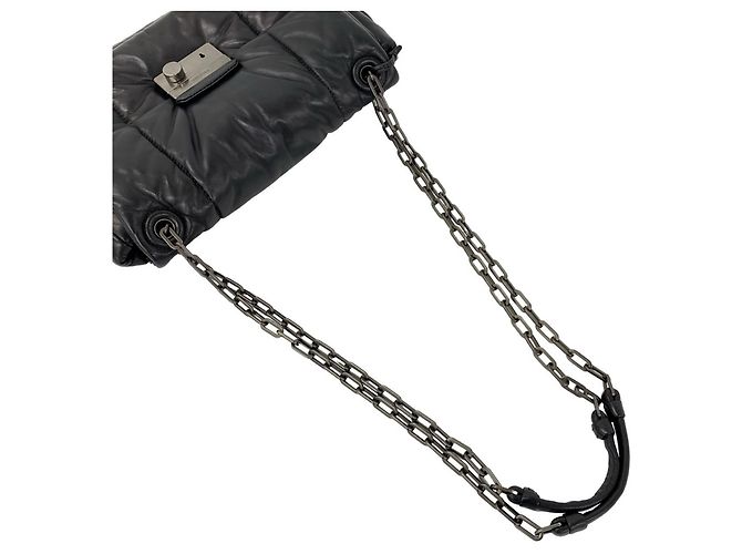 Borsa a catena in pelle Prada Nappa Bomber Logo Nero - vista 4