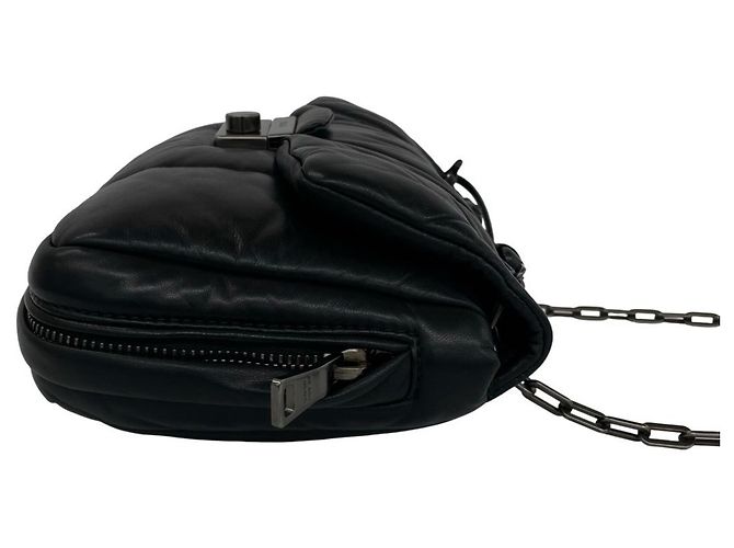 Borsa a catena in pelle Prada Nappa Bomber Logo Nero - vista 6
