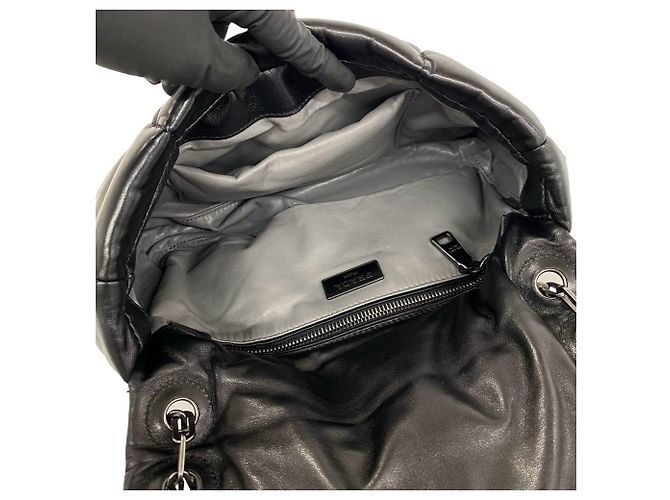 Borsa a catena in pelle Prada Nappa Bomber Logo Nero - vista 9