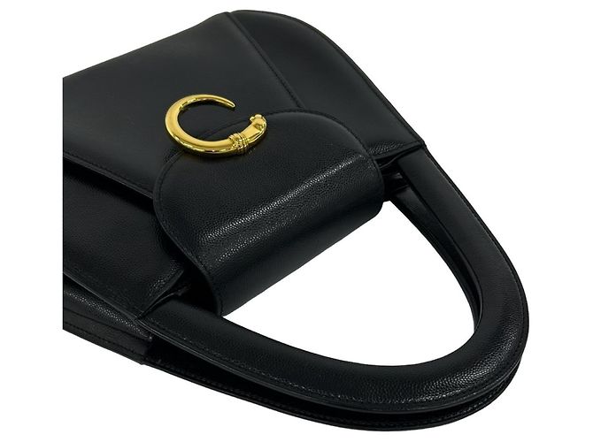 Cartier Vintage Panthère Lederhandtasche Schwarz - Ansicht 4