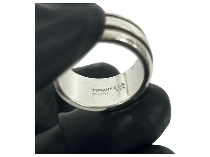 Tiffany & Co. Vintage Grooved Double Line Band Ring Silber - Ansicht 3