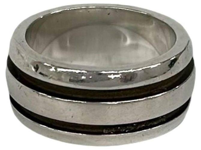Tiffany & Co. Vintage Grooved Double Line Band Ring Silber - Ansicht 4