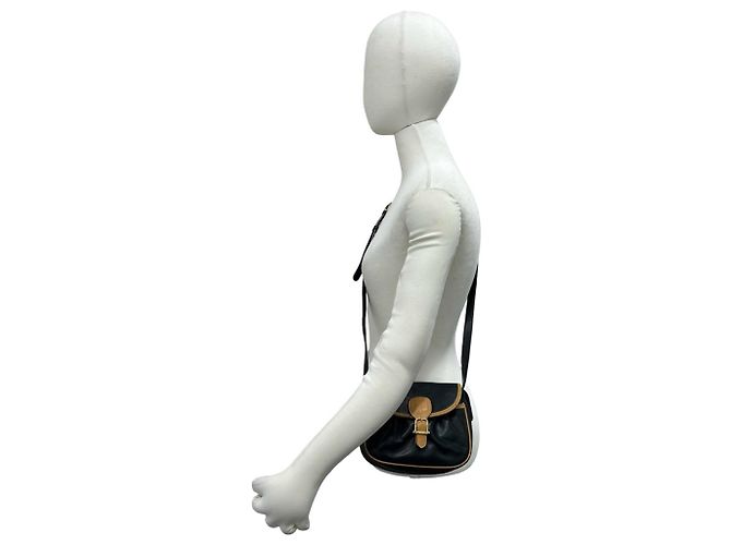 Céline CELINE Mini Schultertasche aus Leder mit Vintage-Logo Braun Schwarz - Ansicht 2