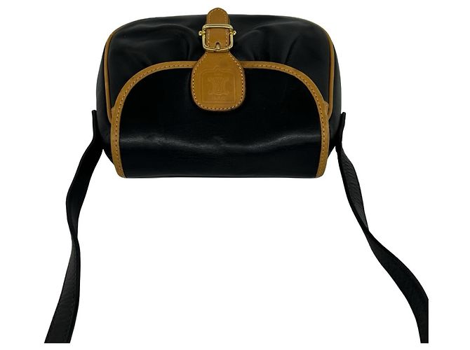 Céline CELINE Mini Schultertasche aus Leder mit Vintage-Logo Braun Schwarz - Ansicht 4
