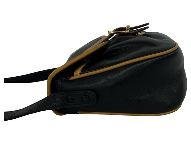 Céline CELINE Mini Schultertasche aus Leder mit Vintage-Logo Braun Schwarz - Ansicht 5