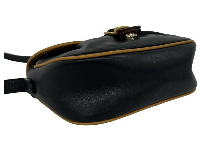 Céline CELINE Mini Schultertasche aus Leder mit Vintage-Logo Braun Schwarz - Ansicht 7