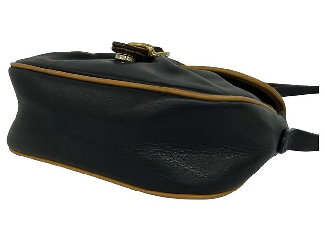 Céline CELINE Mini Schultertasche aus Leder mit Vintage-Logo Braun Schwarz - Ansicht 8
