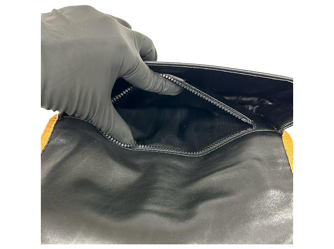 16 Céline Celine Vintage Logo Hardware Leder-Schultertasche Braun Schwarz - Ansicht 10