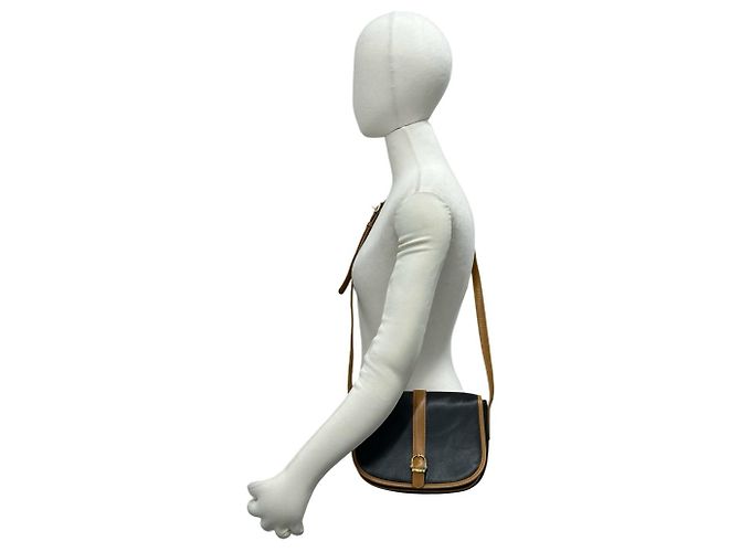 16 Céline Celine Vintage Logo Hardware Leder-Schultertasche Braun Schwarz - Ansicht 2