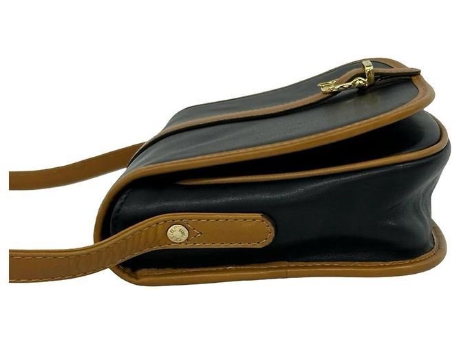 16 Céline Celine Vintage Logo Hardware Leder-Schultertasche Braun Schwarz - Ansicht 5