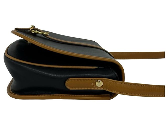 16 Céline Celine Vintage Logo Hardware Leder-Schultertasche Braun Schwarz - Ansicht 6
