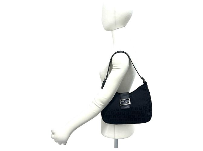 Borsa Fendi Zucchino FF Logo Pattern Nero - vista 2