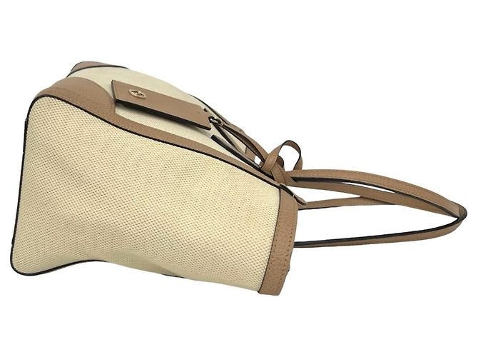 Borsa Tote GUCCI Swing Logo Canvas Leather Marrone Beige - vista 6