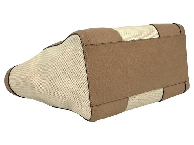 Borsa Tote GUCCI Swing Logo Canvas Leather Marrone Beige - vista 7