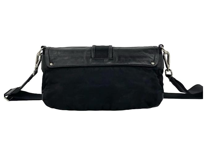 Borsa a tracolla Prada in nylon e pelle nera Nero - vista 3