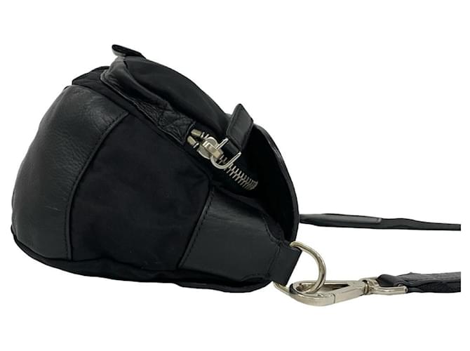 Borsa a tracolla Prada in nylon e pelle nera Nero - vista 6