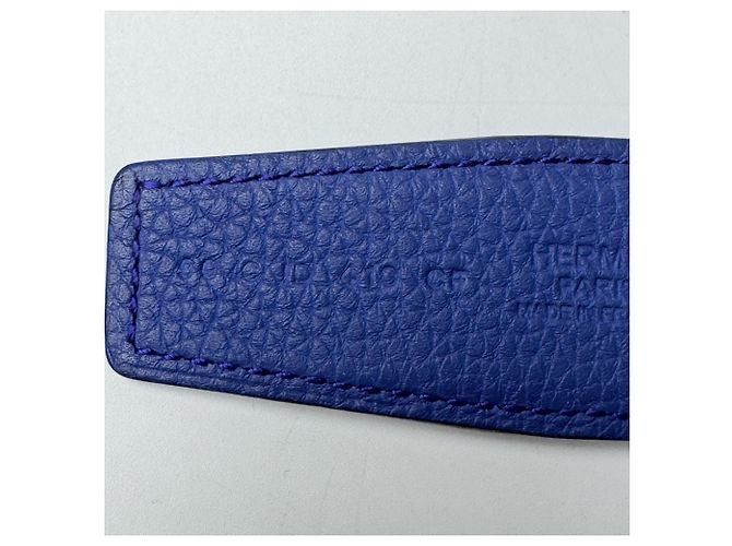 Hermès Cintura reversibile Hermes C Stamp in Nero/Blu - vista 10