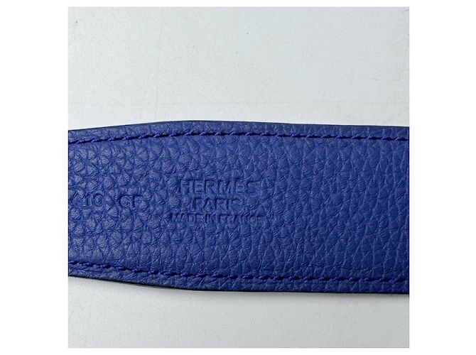 Hermès Cintura reversibile Hermes C Stamp in Nero/Blu - vista 9