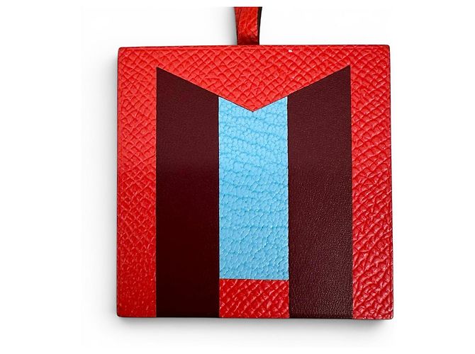Hermès Hermes Lettre au Carré Initial M Handbag Charm Rosso Blu - vista 3
