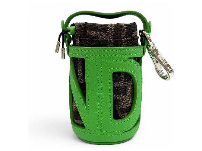 Fendi Zucca Pattern Leather Handbag Charm Brown Green - view 2