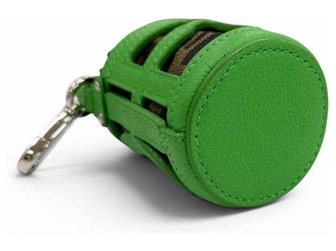 Fendi Zucca Pattern Leather Handbag Charm Brown Green - view 3