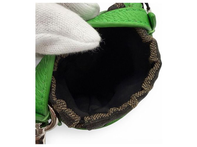 Fendi Zucca Pattern Leather Handbag Charm Brown Green - view 4
