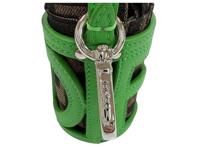 Fendi Zucca Pattern Leather Handbag Charm Brown Green - view 5