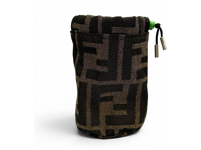 Fendi Zucca Pattern Leather Handbag Charm Brown Green - view 6