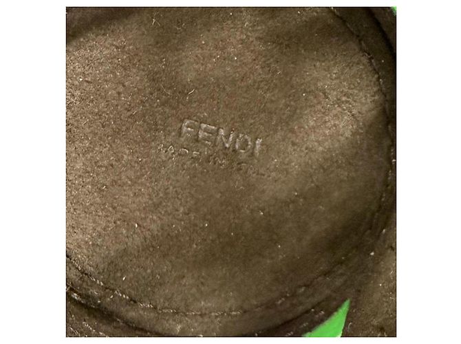 Fendi Zucca Pattern Leather Handbag Charm Brown Green - view 7