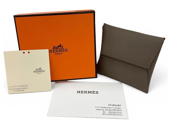 Hermès Monedero Hermes Bastia Veau Epsom Etoupe Gris pardo - vista 2