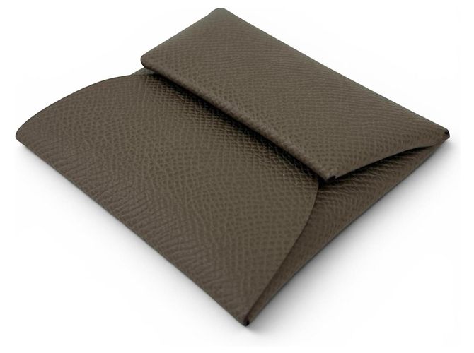 Hermès Monedero Hermes Bastia Veau Epsom Etoupe Gris pardo - vista 4