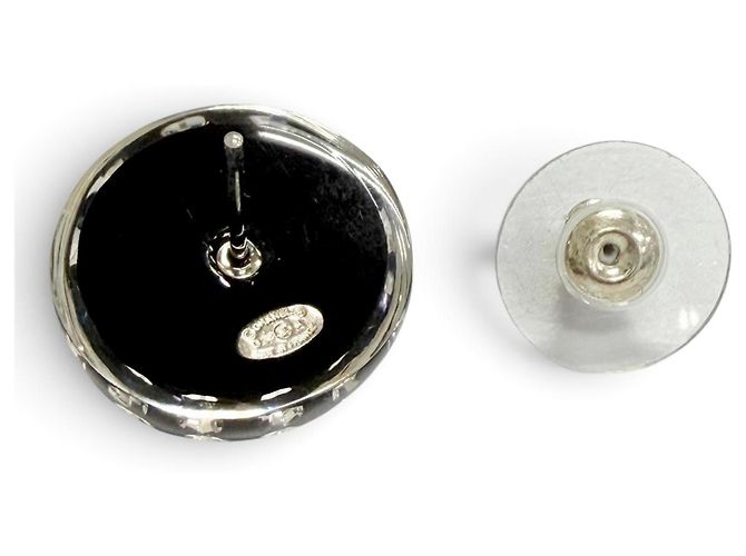 Chanel D26A Coco Mark Kristall-Strass-Stecker-Ohrringe Schwarz - Ansicht 5