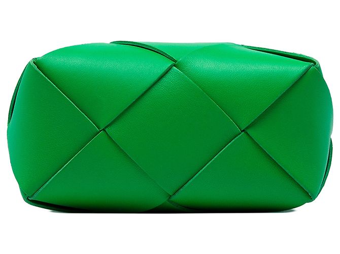 Borsa a tracolla Bottega Veneta Mini Intreccio Cassette in nappa verde - vista 3