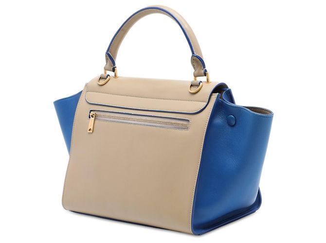 Céline Celine Beige Small Bicolor Leather Trapeze Satchel - view 2